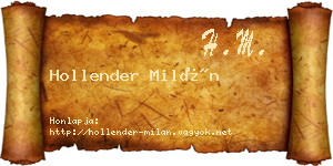 Hollender Milán névjegykártya